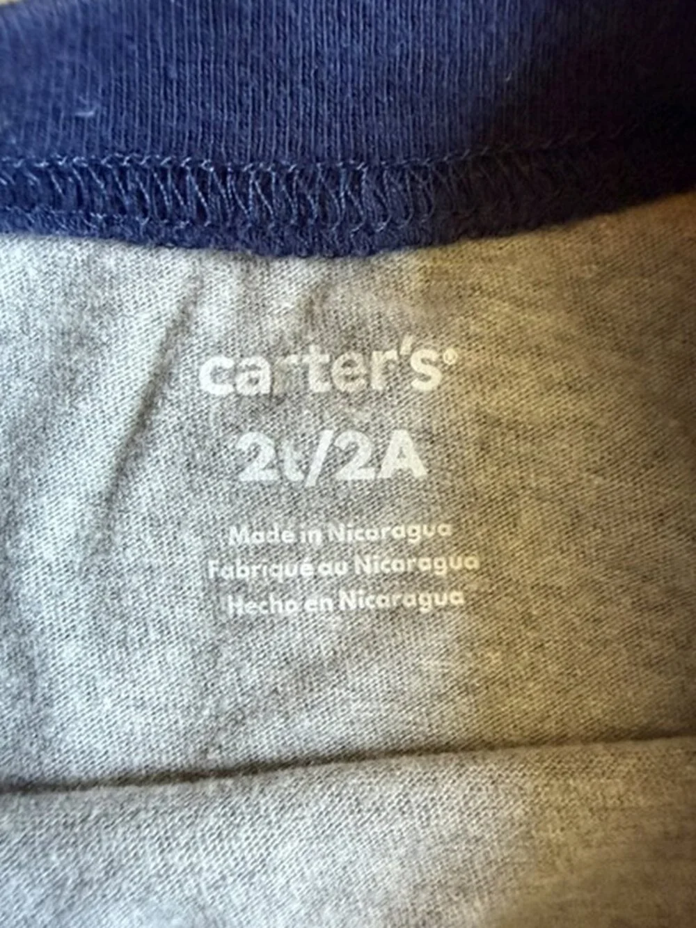 Carter’s Gray Navy Long Sleeve Raglan Baseball Tee Shirt 2T